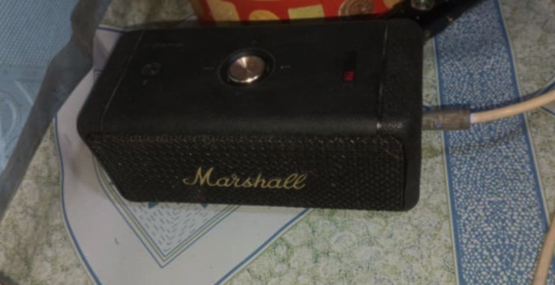 Marshall Emberton Portable Bluetooth Speaker (Category: Soundbars, Speakers & Amplifiers) located in Manila. Submitted by ricoen (Listing ID 1441320667, Image 2). Description: Rush 1500 - Marshall emberton speaker for sale - Connects via Bluetooth - Has a charging port - Battery indicator lights up - Small round speaker also included - Great sound quality - Works well.