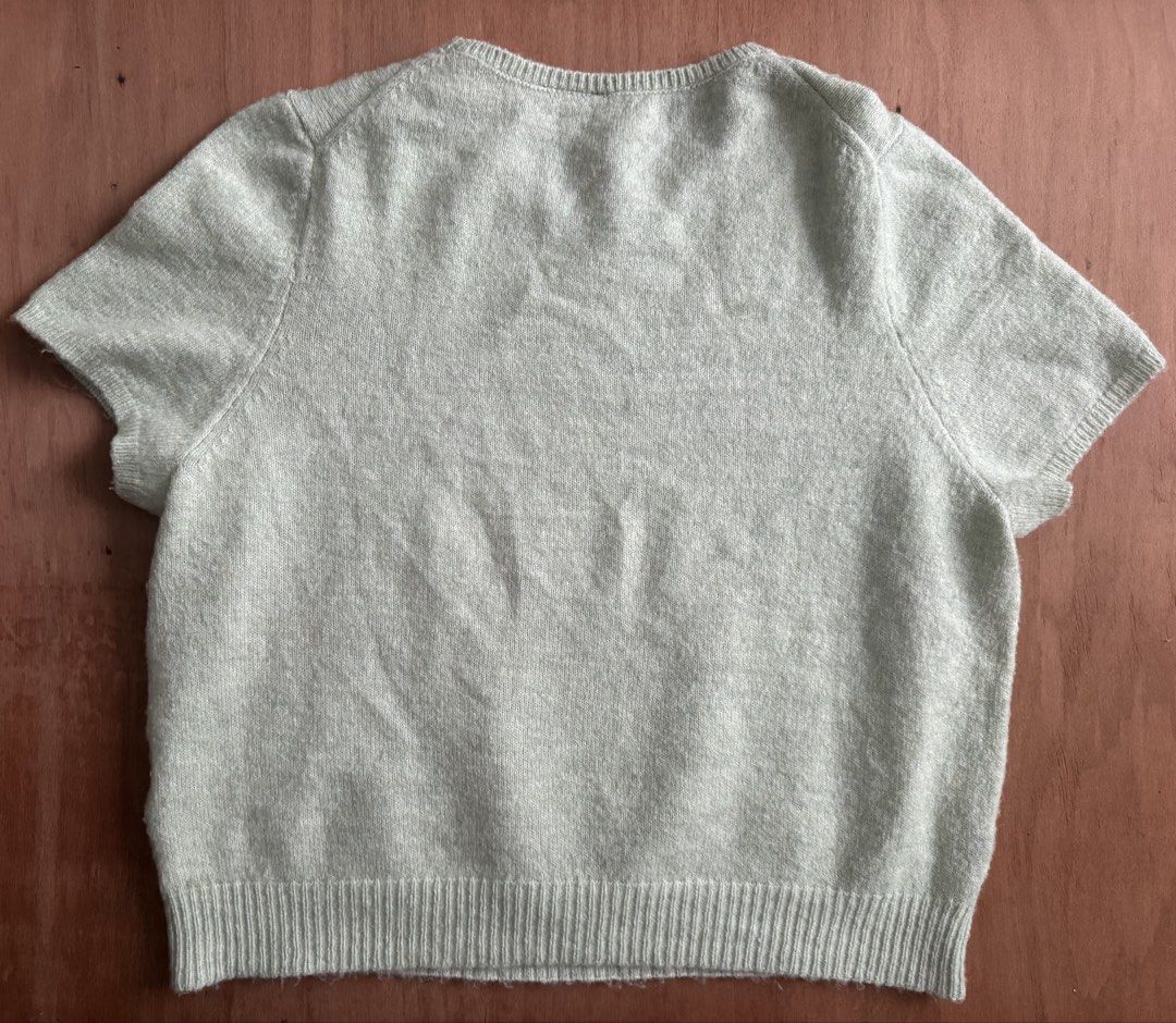 Mint Green Short Sleeve Knit Sweater (Category: Others Tops) located in Silang. Submitted by xoxovintage98 (Listing ID 1441204383, Image 2). Description: Bought from Korea.
