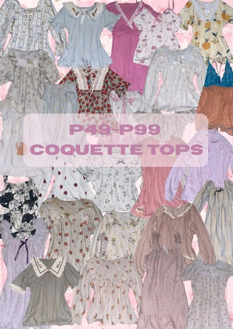 P49-P99 Coquette Tops Bundle - Various Styles (Category: Blouses) located in Davao. Submitted by irisdy (Listing ID 1441310454, Image 1). Description: dm so that i can send the tops with its prices ^^.