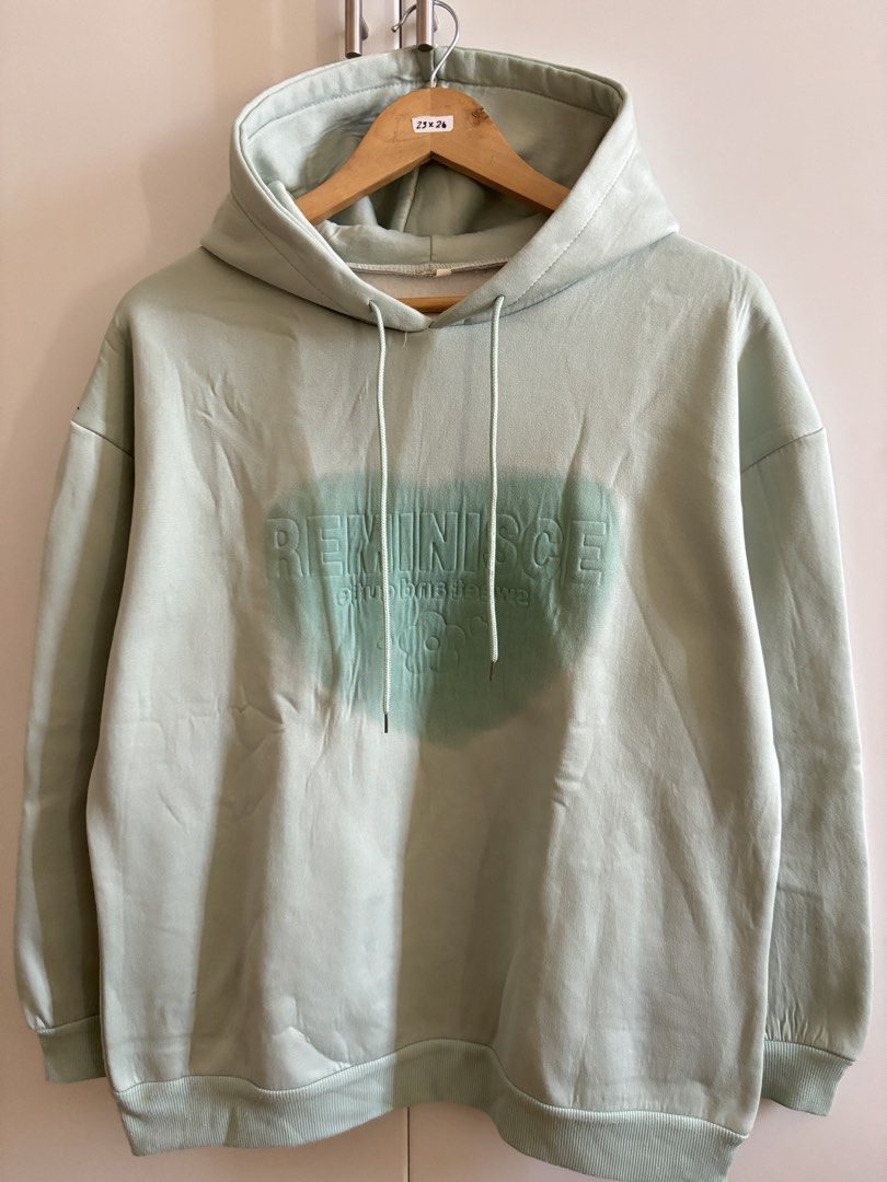 Pastel Green Hoodie (Category: Coats, Jackets and Outerwear) located in Angeles City. Submitted by cartmuse.ph (Listing ID 1441305311, Image 3). Description: Selling my pre-owned hoodie. Size: M-L Dimensions: 23 in x 26 in Color rate: Good 9/10 Material: Heavy Cotton In excellent condition.