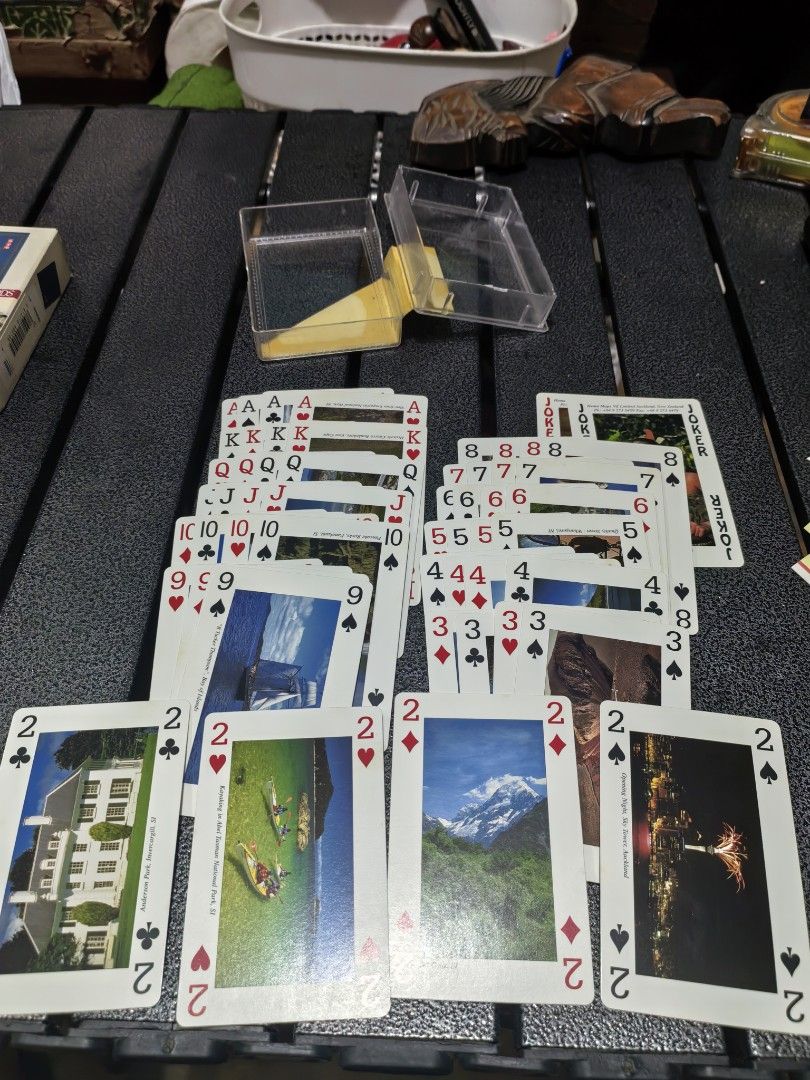 Poker Cards (Category: Board Games & Puzzles) located in Cebu City. Submitted by dudes_villanueva (Listing ID 1441376470, Image 1). Description: Poker Cards - New Zealand Images With Acrylic Case 📌 In excellent condition..