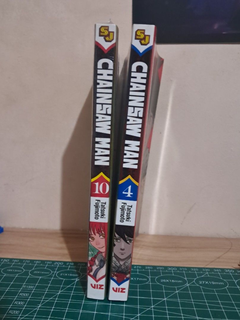 pre-loved chainsaw man manga volume 4, 10 (Category: Comics & Manga) located in Caloocan City. Submitted by sheepwrasse (Listing ID 1441235690, Image 1). Description: volume 10 is still plastic-sealed volume 4 has minor yellowing on the page edges both official, bought from fully booked 400 each, price negotiable if bought together rfs: duplicate vols MOP: GCash.
