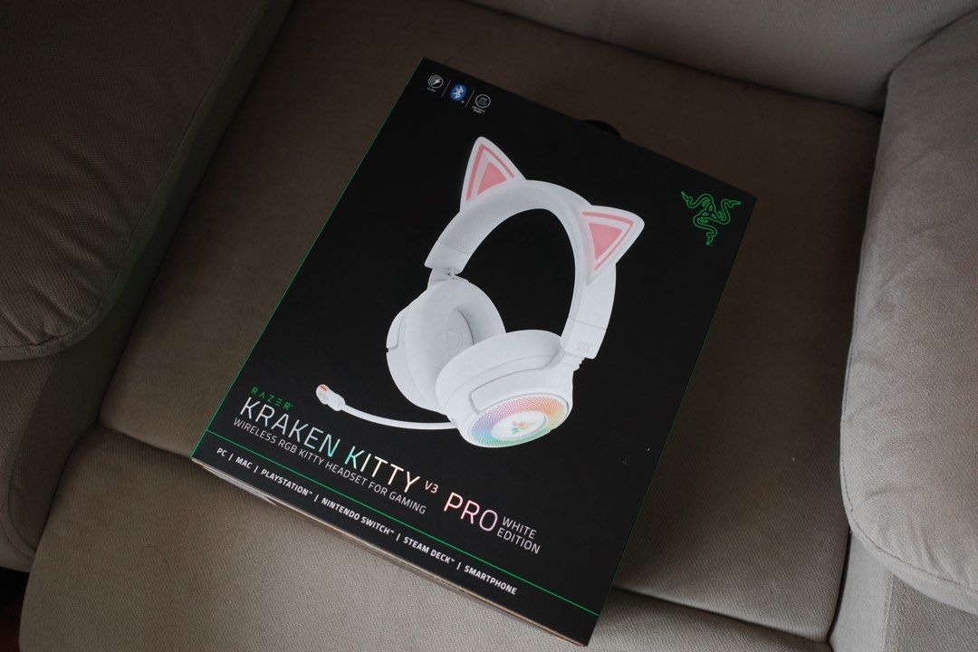 Razer Kraken Kitty V3 Pro (Category: Headphones & Headsets) located in Manila. Submitted by z_gadgets (Listing ID 1441204968, Image 1). Description: Latest model, inunbox ko lang. color white- Bluetooth na din siya Perfect for gamers..