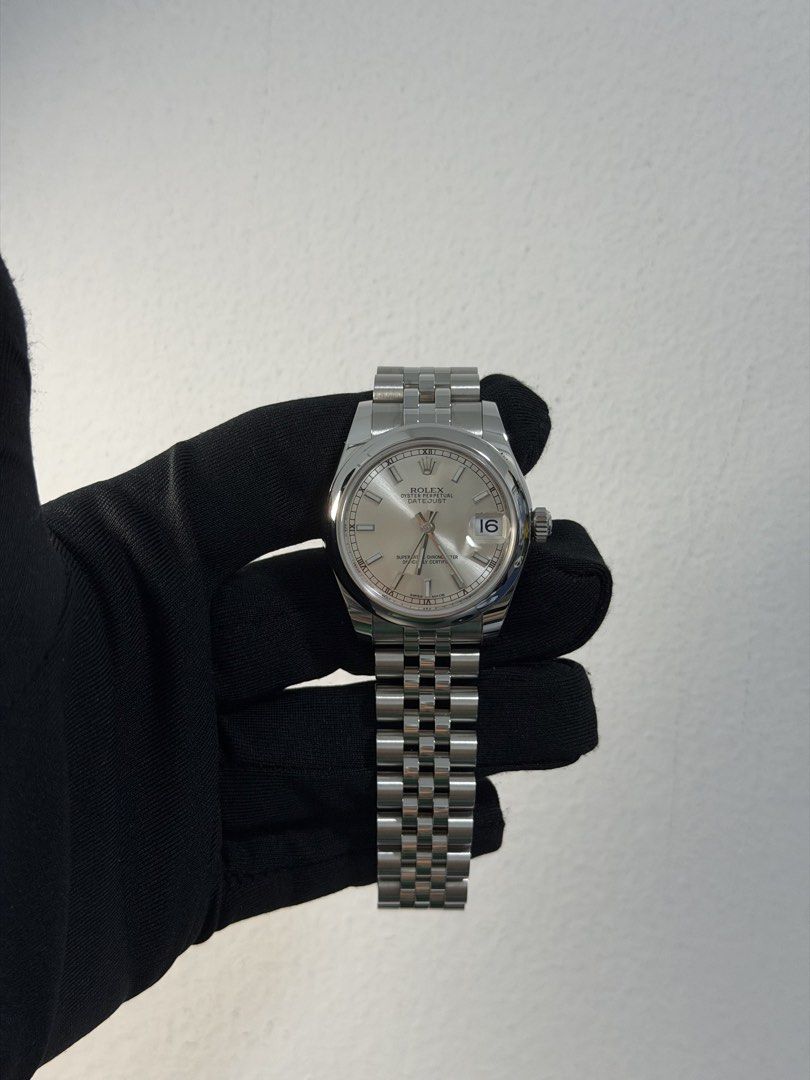 Rolex Datejust 31 Silver Dial Jubilee Bracelet (Category: Luxury Watches) located in Manila. Submitted by rhyswatchphil (Listing ID 1441302885, Image 3). Description: Rolex Datejust 31 Silver Jubilee 178240 Year 2018 Full set Condition 9.8/10 San Juan City/New Manila QC On hand 550,000.