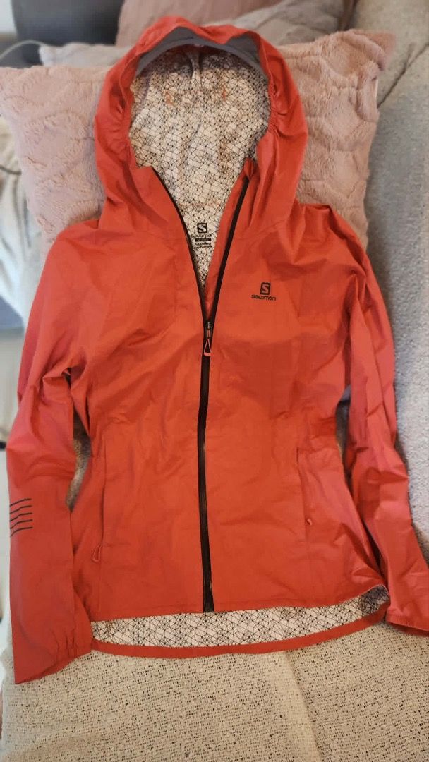 Salomon Lightweight Waterproof Hooded Running/Hiking Jacket (Orange) (Category: Coats, Jackets and Outerwear) located in Bacolod City. Submitted by tehe.camden (Listing ID 1441196780, Image 1). Description: ✔ Lightweight and packable ✔ Hooded design for rain and wind protection ✔ Full front zipper ✔ Breathable inner lining ✔ Ideal for running, hiking, trail running, travel, and outdoor activities.