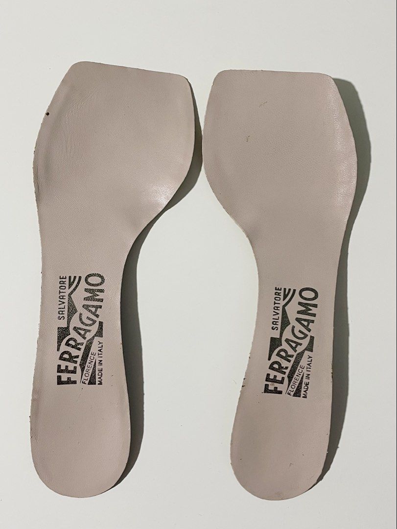 Salvatore Ferragamo Insoles (Category: Sneakers & Footwear) located in Santa Rosa. Submitted by saksthriftavenue (Listing ID 1441171658, Image 1). Description: Authentic Salvatore Ferragamo insoles, taken out from my worn out Ferragamo heels. You can use it if you want to freshen up your ferragamo shoes and still use authentic replacements. .