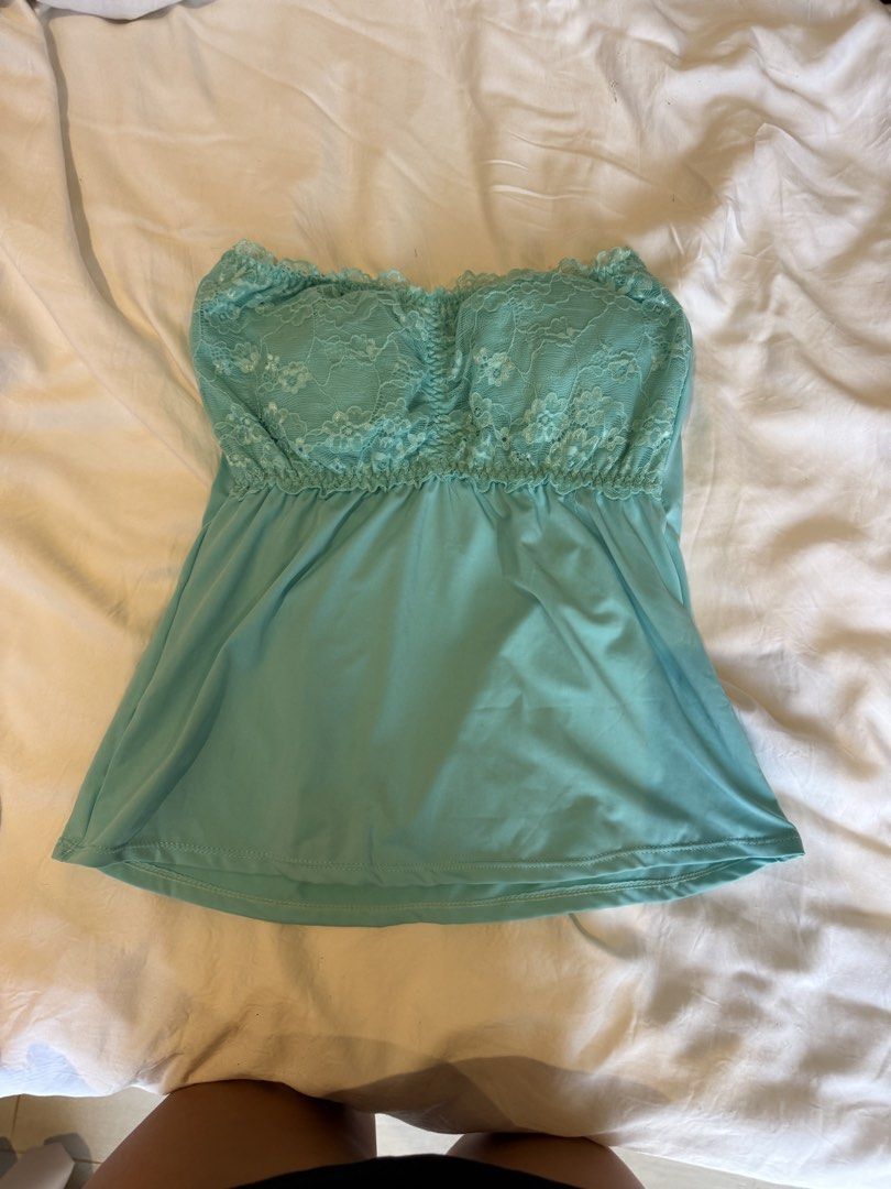 Shein Lace Trim Camisole Tops Bundle (Category: Sleeveless) located in Manila. Submitted by user85601 (Listing ID 1441299861, Image 2). Description: BUNDLE SALE ‼️🕺🏻 Only 350 pesos for 4 tops! - Bundle of 4 camisole tops - Royal blue spaghetti strap with lace trim - Teal strapless tube top with lace bust - Black ribbed cami with lace trim - Cream ribbed cami with lace trim and bow detail - Ideal for layering or wearing solo.