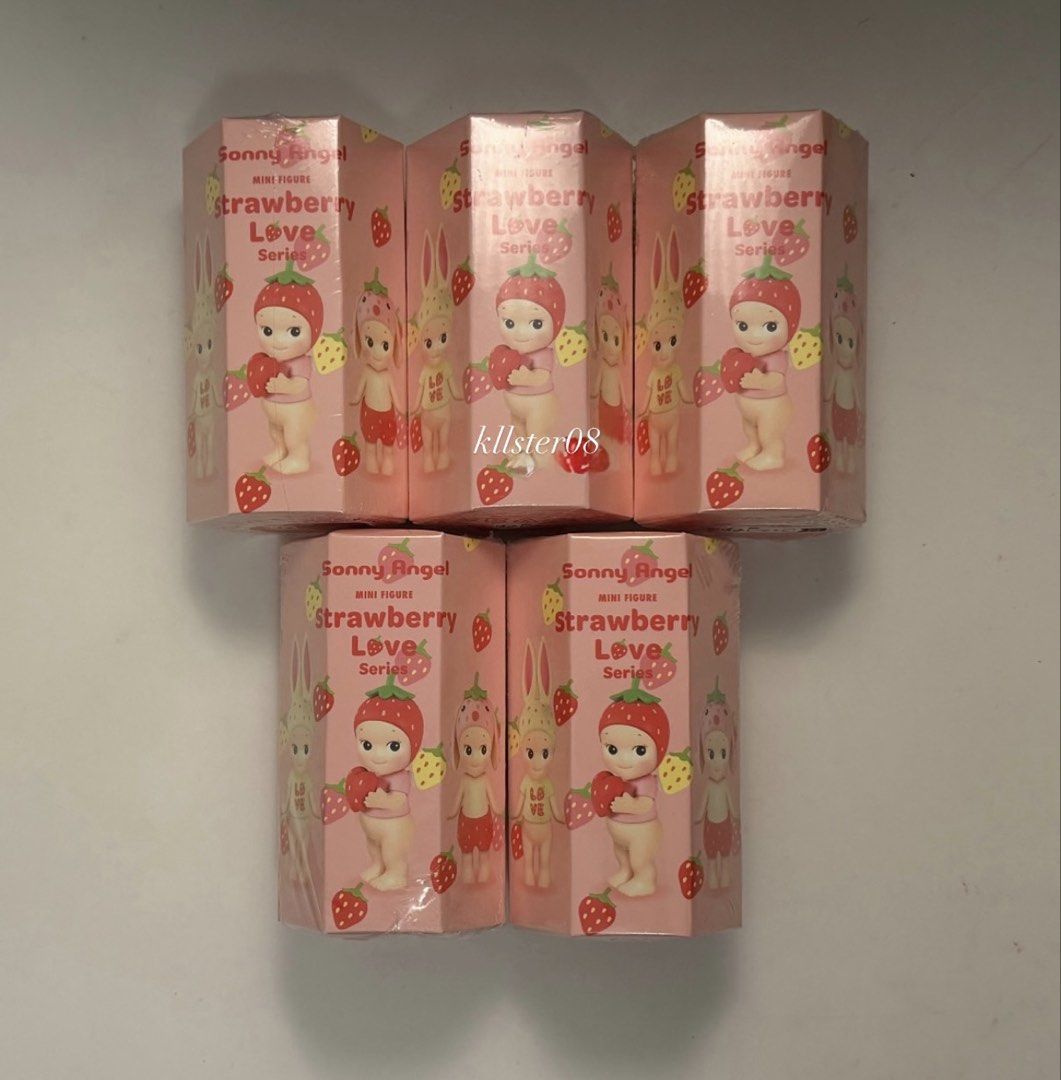 Sonny Angel Strawberry Love Blindbox (Category: Designer & Blind Box Toys) located in Makati City. Submitted by kllster08 (Listing ID 1441214974, Image 1). Description: Selling: Sonny Angel Strawberry Love ₱900 on hand blindbox only sealed .