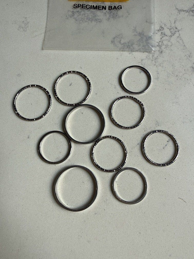 Stackable thin silver rings (Category: Other Accessories) located in Singapore. Submitted by thm08 (Listing ID 1441228757, Image 2). Description: Brand new never used - 9 rings $5 for whole set .
