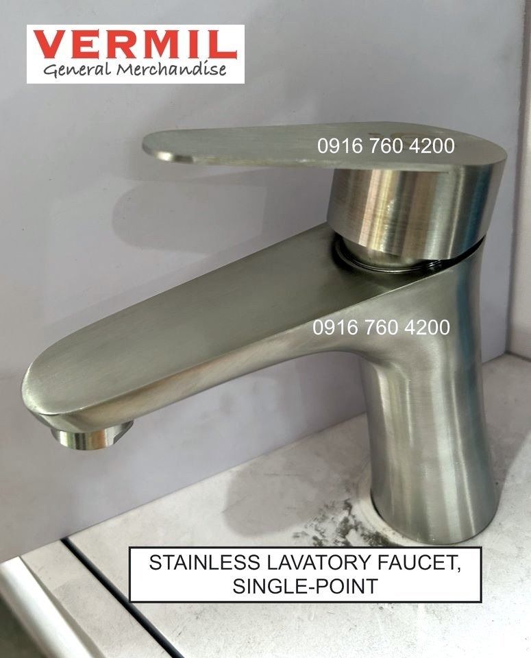 STAINLESS LAVATORY BASIN FAUCET | SUS304 (Category: Bathroom & Kitchen Fixtures) located in Manila. Submitted by allanmil (Listing ID 1441230177, Image 2). Description: STAINLESS LAVATORY FAUCET ✅ SUS304 ✅ Single-point (cold) v Lever up when open ❗️MARKDOWN PRICE: P950/pc❗️ ➡ 📍PHYSICAL STORE located in Sampaloc Manila (near UST) ➡ Delivery via Lalamove/Grab ➡ COD via Lalamove's Purchase Service (c/o buyer).