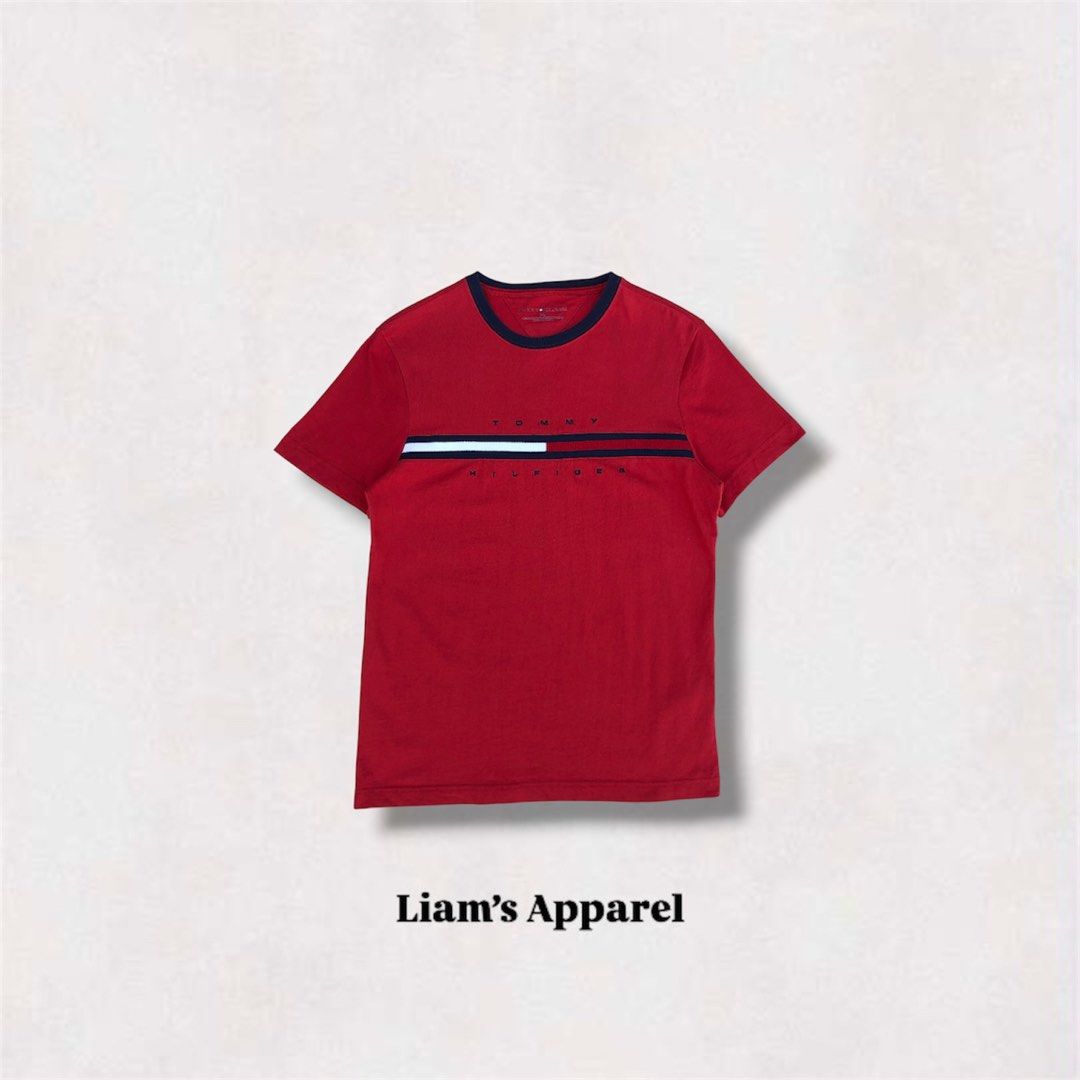 Tommy Hilfiger tino grapic Shirt (Category: Tshirts & Polo Shirts ) located in Leyte. Submitted by liamsapparel (Listing ID 1441319721, Image 1). Description: Tommy Hilfiger Tino Grapic T-Shirt Color: Red Size on Tag: Small Width: 18.5 (Pit to Pit) Length: 27 (shoulder to Hem) Best Fit: S to M Condition: Good as new Color Rate: 10/10 Issue: NONE.