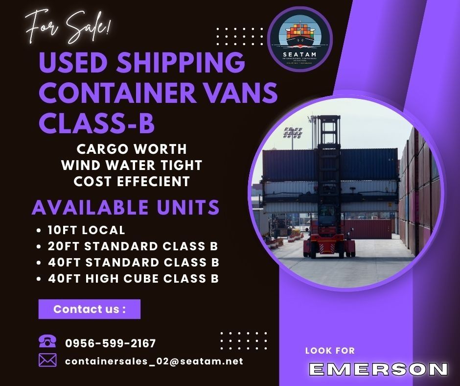 USED SHIPPING CONTAINER CLASS B (Category: Construction & Building Materials) located in San Jose del Monte. Submitted by seatam_emerson (Listing ID 1441163532, Image 1). Description: USED SHIPPING CONTAINER CLASS B FOR SALE.