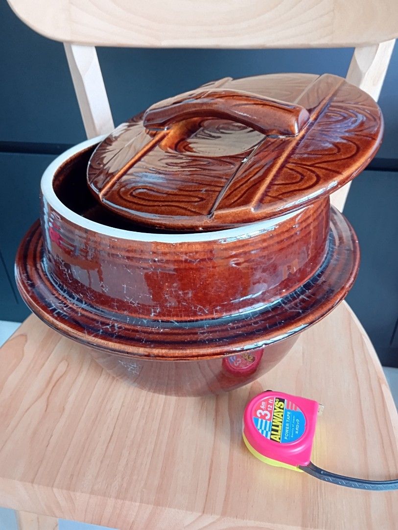 Vintage Brown Ceramic Pot with Lid470086167970467846