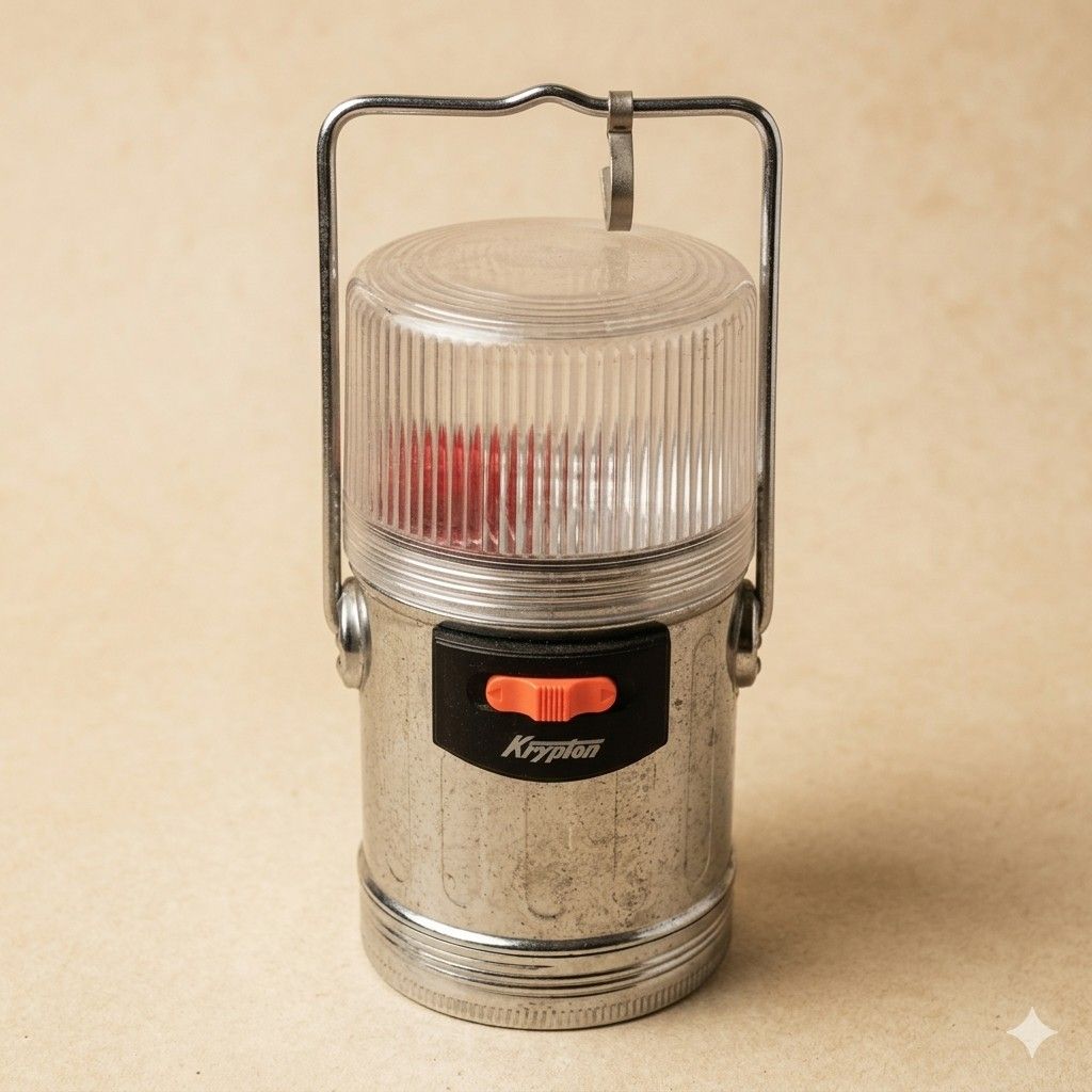 Vintage Krypton Chrome Emergency Signal Lantern / Camping Light (Untested) (Category: Lighting) located in Quezon City. Submitted by lem1998 (Listing ID 1410932580, Image 1). Description: Condition Note (Read Carefully) ​Status: UNTESTED. This item is being sold as-is. ​Cosmetic Condition: The chrome body shows some light pitting and surface wear consistent with age (see photos). The clear plastic lens is intact but shows minor scuffing. ​Interio