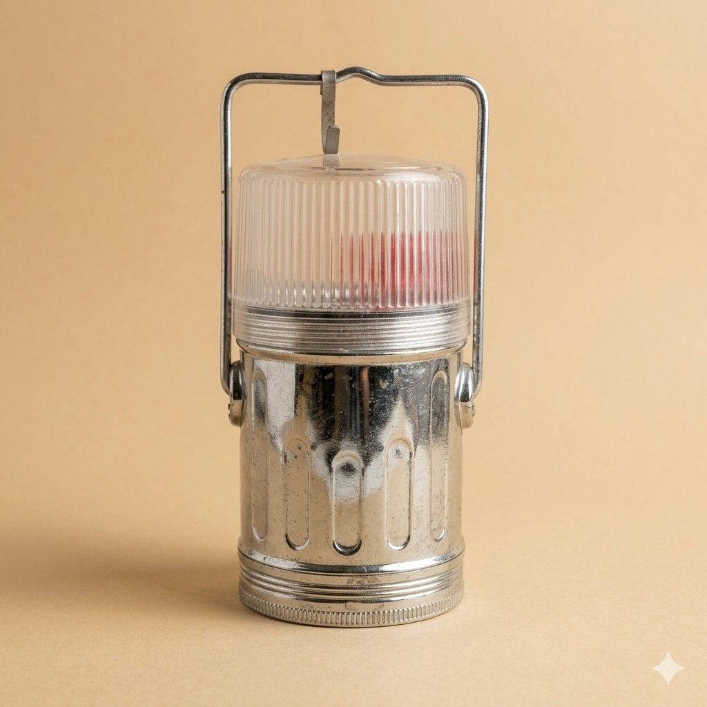 Vintage Krypton Chrome Emergency Signal Lantern / Camping Light (Untested) (Category: Lighting) located in Quezon City. Submitted by lem1998 (Listing ID 1410932580, Image 2). Description: Condition Note (Read Carefully) ​Status: UNTESTED. This item is being sold as-is. ​Cosmetic Condition: The chrome body shows some light pitting and surface wear consistent with age (see photos). The clear plastic lens is intact but shows minor scuffing. ​Interio