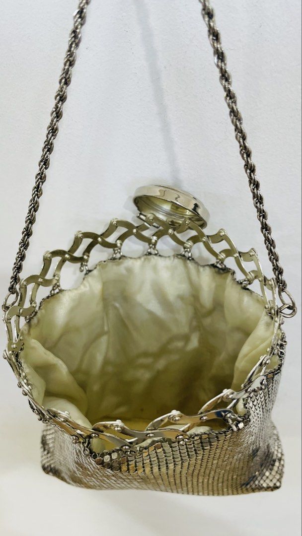 Vintage Metal Mesh Evening Bag with Chain Strap (Category: Clutches) located in Las Pinas. Submitted by qcleopatrastrove (Listing ID 1441239781, Image 3). Description: *Some signs of age visible on the lining *With worn photo if requested Please manage your expectations. Thank you.🤎.