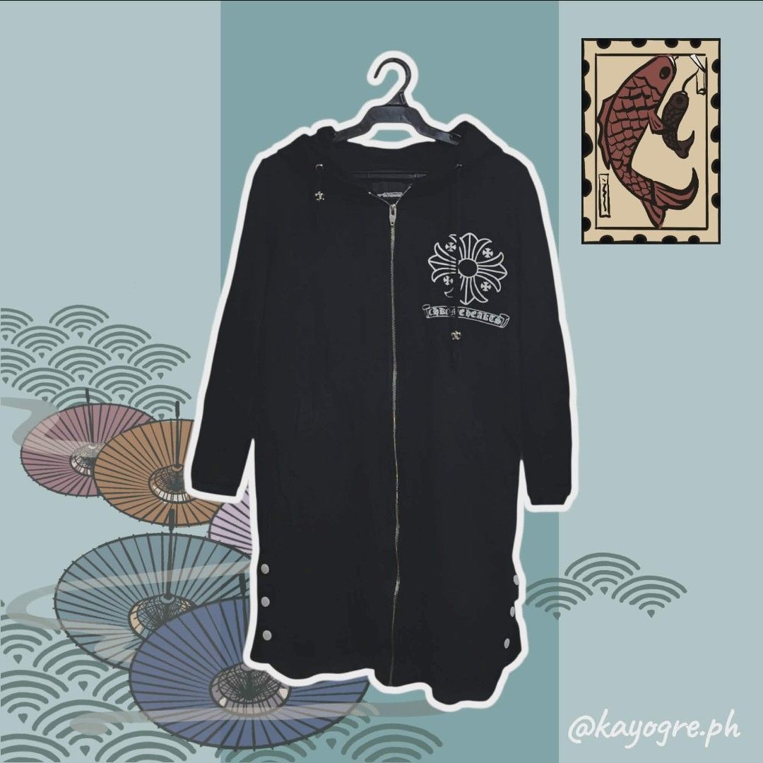 Vintage y2k Chrome Hearts Black White Cross Logo Fleur De Lis Side Button Long Zip Up Hoodie Jacket Chrome Hearts, Long Hoodie, Gothic Streetwear Unisex both Men's & Women's Premium Fashion Wear | LOWEST PRICE - GUARANTEED | RUSH SALE at ₱XXX! (Category: Coats, Jackets and Outerwear) located in Muntinlupa City. Submitted by kayogre.ph (Listing ID 1441270640, Image 1). Description: DISCOUNTS & FREE SHIPPINGS? 💯🔥 Madali lang! | Just: 1. Message m