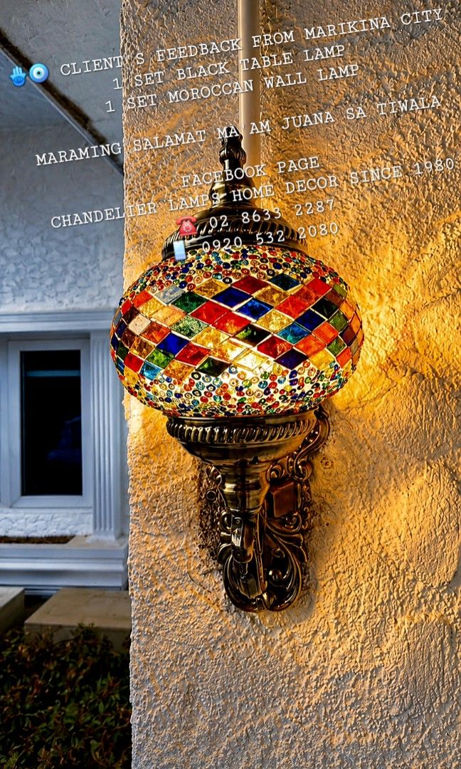Wall lamp Moroccan mosaic turkiye style (Category: Lighting) located in Antipolo. Submitted by homelightingtrading (Listing ID 1441200247, Image 2). Description: 🪬🧿"Amazing feedback from our client in Marikina City! They loved their black table lamp and Moroccan wall lamp. Thank you so much, Ma'am Juana, for your trust! 🙏 #ClientFeedback #HomeDecor #Lamps".