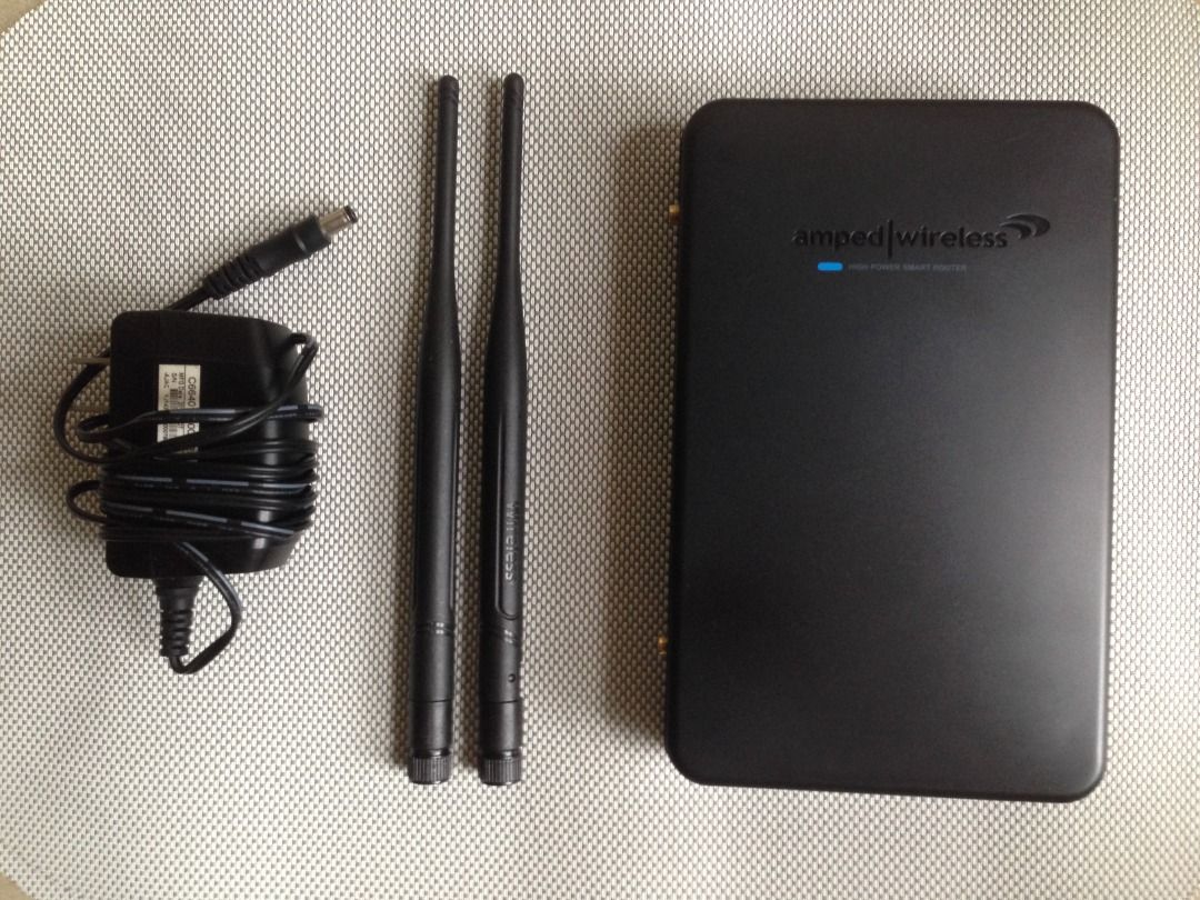 Wireless Router Amped Wireless (Category: Networking) located in Pasig City. Submitted by v-lounge (Listing ID 1441226196, Image 3). Description: Decluttering - selling my wireless router complete with antennas and power brick brand: Amped Wireless R1000 High Power Wireless N Router 10,000 sq feet coverage 5 dbi high gain antennas QOS WPS VLAN DMZ PORT filtering, PORT forwarding Wireless access scheduling pickup from CIRCULO VERDE https://www.bhp