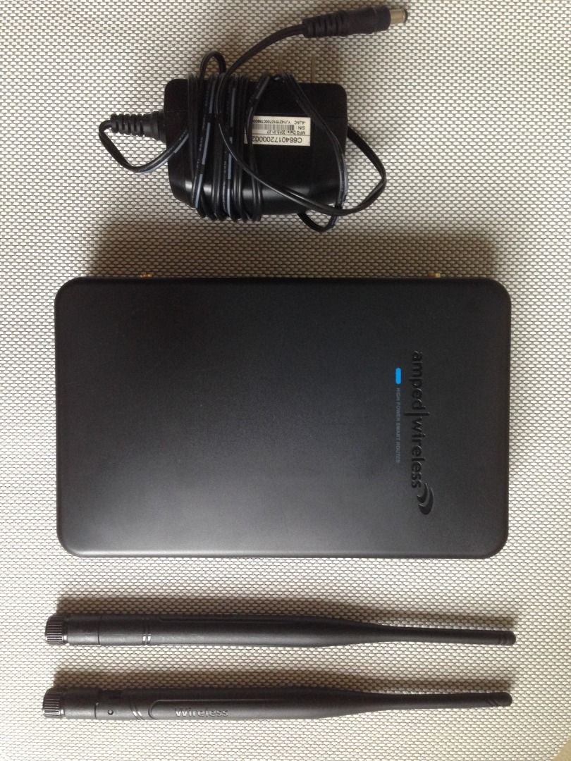 Wireless Router Amped Wireless (Category: Networking) located in Pasig City. Submitted by v-lounge (Listing ID 1441226196, Image 1). Description: Decluttering - selling my wireless router complete with antennas and power brick brand: Amped Wireless R1000 High Power Wireless N Router 10,000 sq feet coverage 5 dbi high gain antennas QOS WPS VLAN DMZ PORT filtering, PORT forwarding Wireless access scheduling pickup from CIRCULO VERDE https://www.bhp