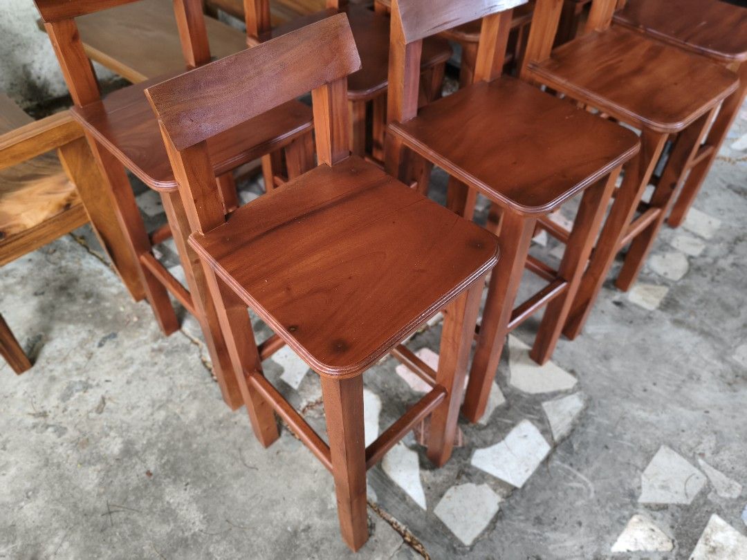 Wooden Bar Stools with Backrest (Category: Chairs) located in Antipolo. Submitted by 3mman (Listing ID 1441260169, Image 3). Description: Warm wood tone, simple design with comfortable backrests. Perfect for kitchen counters or bars. Sturdy and ready for a new home. P3,499 each minimum of 4pcs Cogeo lower Antipolo city location Pick up only Delivery, payment first policy .