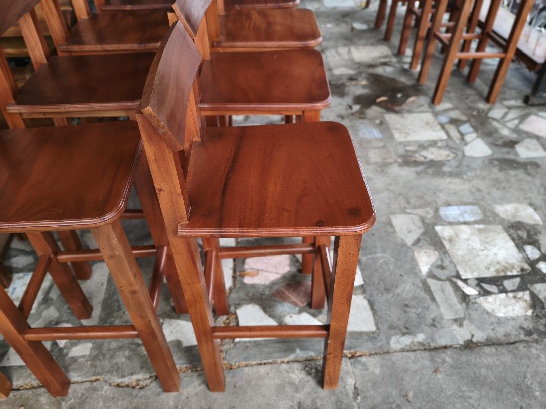 Wooden Bar Stools with Backrest (Category: Chairs) located in Antipolo. Submitted by 3mman (Listing ID 1441260169, Image 2). Description: Warm wood tone, simple design with comfortable backrests. Perfect for kitchen counters or bars. Sturdy and ready for a new home. P3,499 each minimum of 4pcs Cogeo lower Antipolo city location Pick up only Delivery, payment first policy .