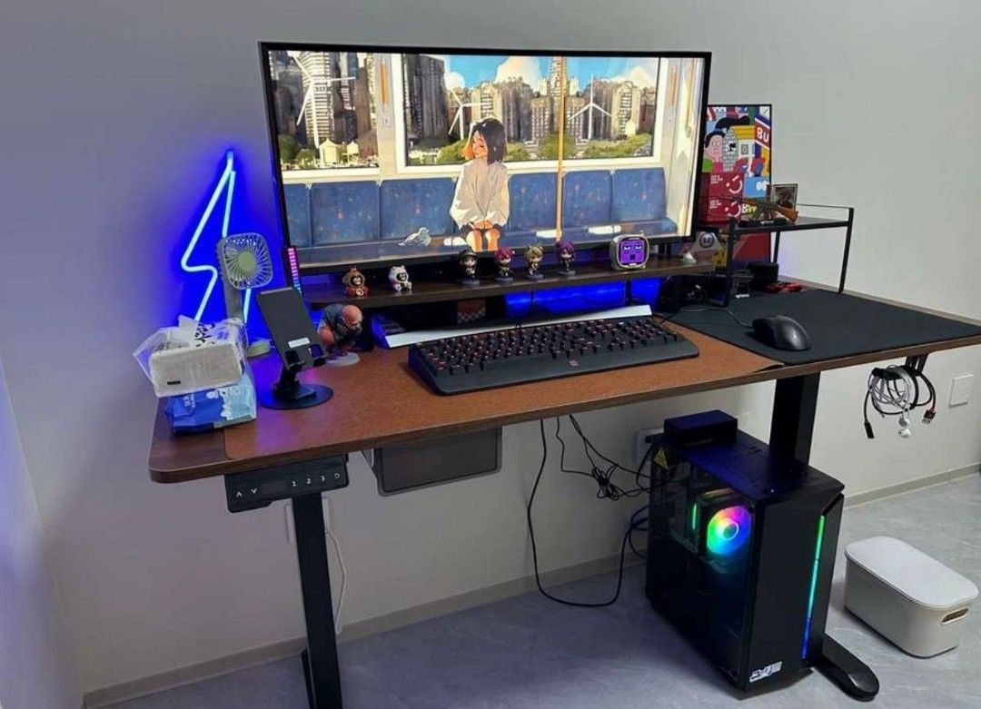 Xpanse Electric Office Table for computer adjustable, study table, gaming table (Category: Tables & Sets) located in Agoo. Submitted by bytebeyond (Listing ID 1441238359, Image 3). Description: Walnut Wood + Stand Table and Chair Sets For Sale!!.