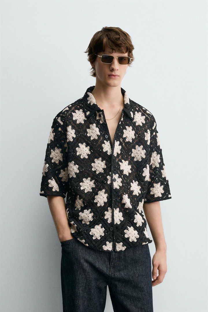 ZARA CROCHET TEXTURED SHIRT (Category: Tshirts & Polo Shirts ) located in Makati City. Submitted by luxuryfindsbylb (Listing ID 1441262662, Image 1). Description: 👕 Zara Crochet Textured Shirt 🏷️ Brandnew, with tag 🔖 size M, L, XL available 💵 Original price: 4,950 | Selling price: 1,750 💰 Price is slightly negotiable.