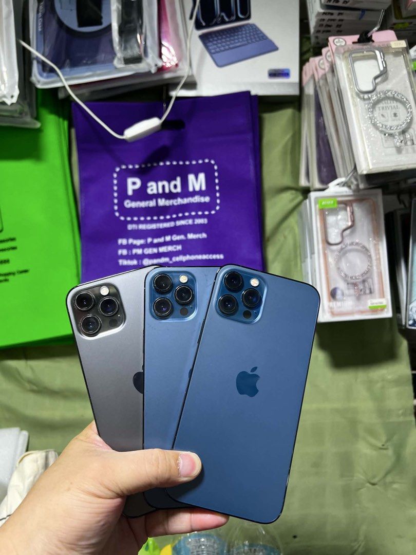 12 promax 128gb (Category: iPhone 12 Series) located in San Juan City. Submitted by pandmcellphoneacessories (Listing ID 1443083867, Image 2). Description: PTPA ADMIN FOR SALE 12 PROMAX 128gb ₱14,500 unli check and reset all are working✨ with light amoled burn on screen. .