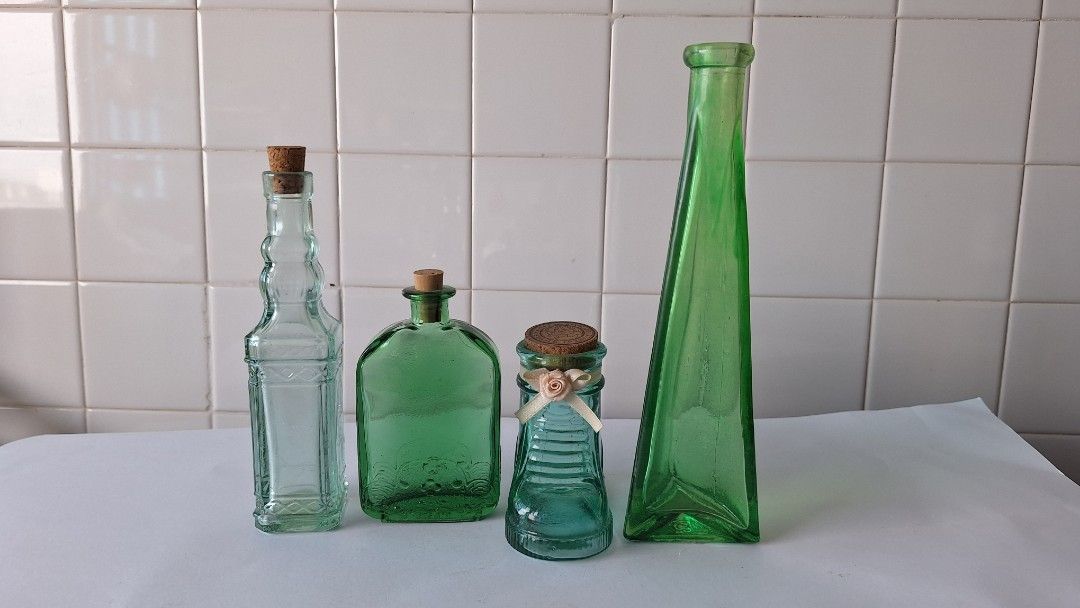 4 Decorative Glass Bottles
