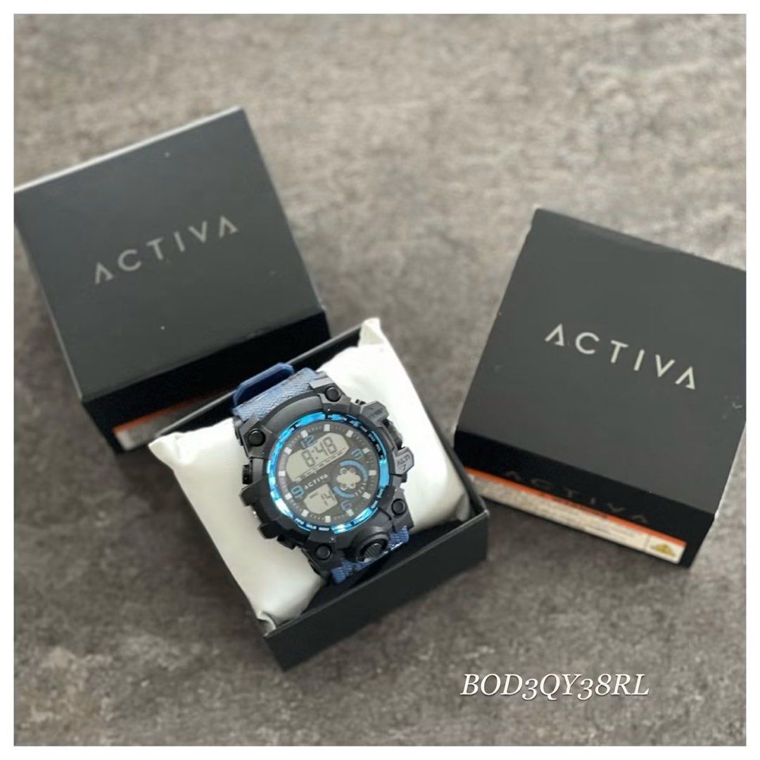 Activa Digital Watch with Blue Accents (Category: Women's Watches) located in Caloocan City. Submitted by Roowchelly (Listing ID 1443103542, Image 1). Description: - Activa Digital Watch - Color: Black and Blue - Includes Original Box - Ideal for Everyday Wear & Sports - Digital Functions (Time display & more) - Strap: Blue and Black.