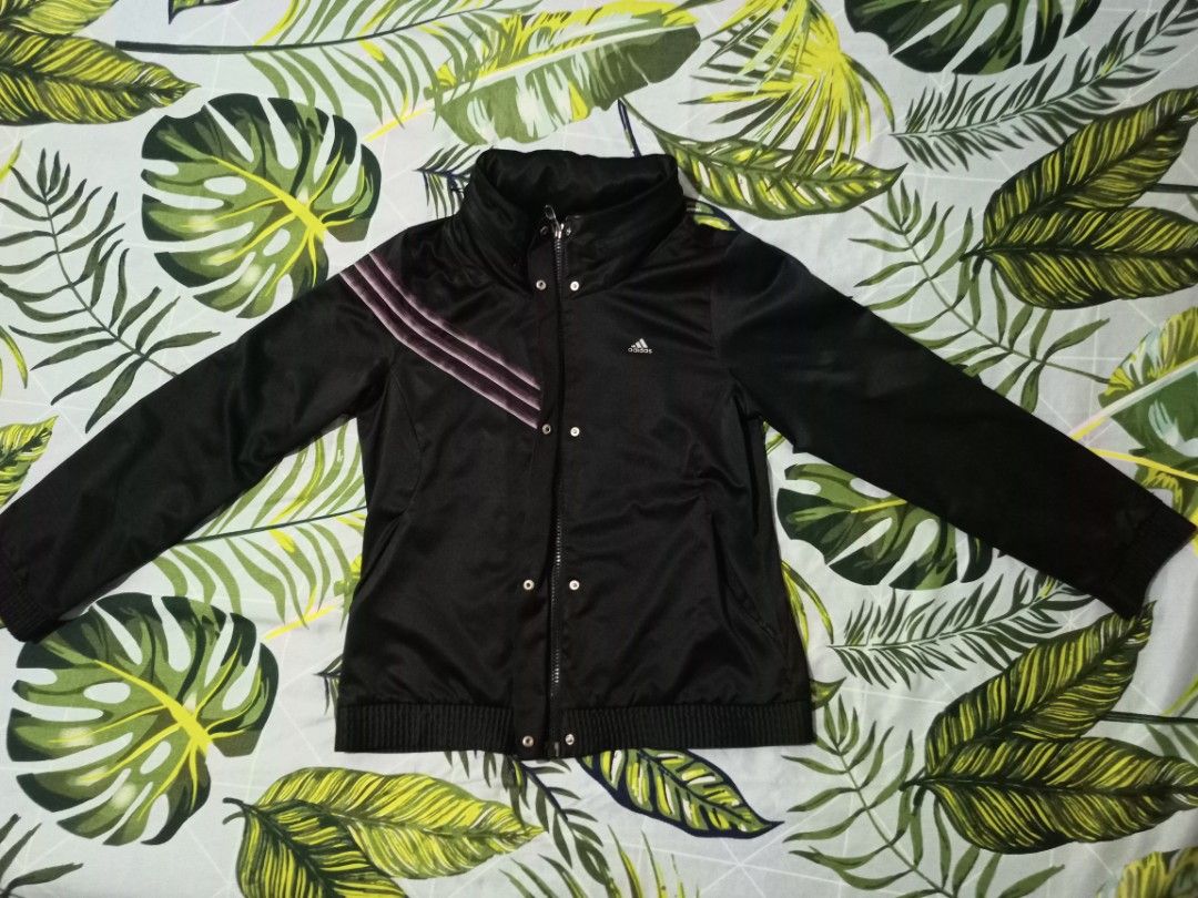 Adidas Black Track Jacket with Hood (Category: Coats, Jackets and Outerwear) located in Mangaldan. Submitted by harrapotter (Listing ID 1443064068, Image 1). Description: DIMES WIDTH 19 LENGTH 24 9/10 COLOR RATE AND CONDITION .