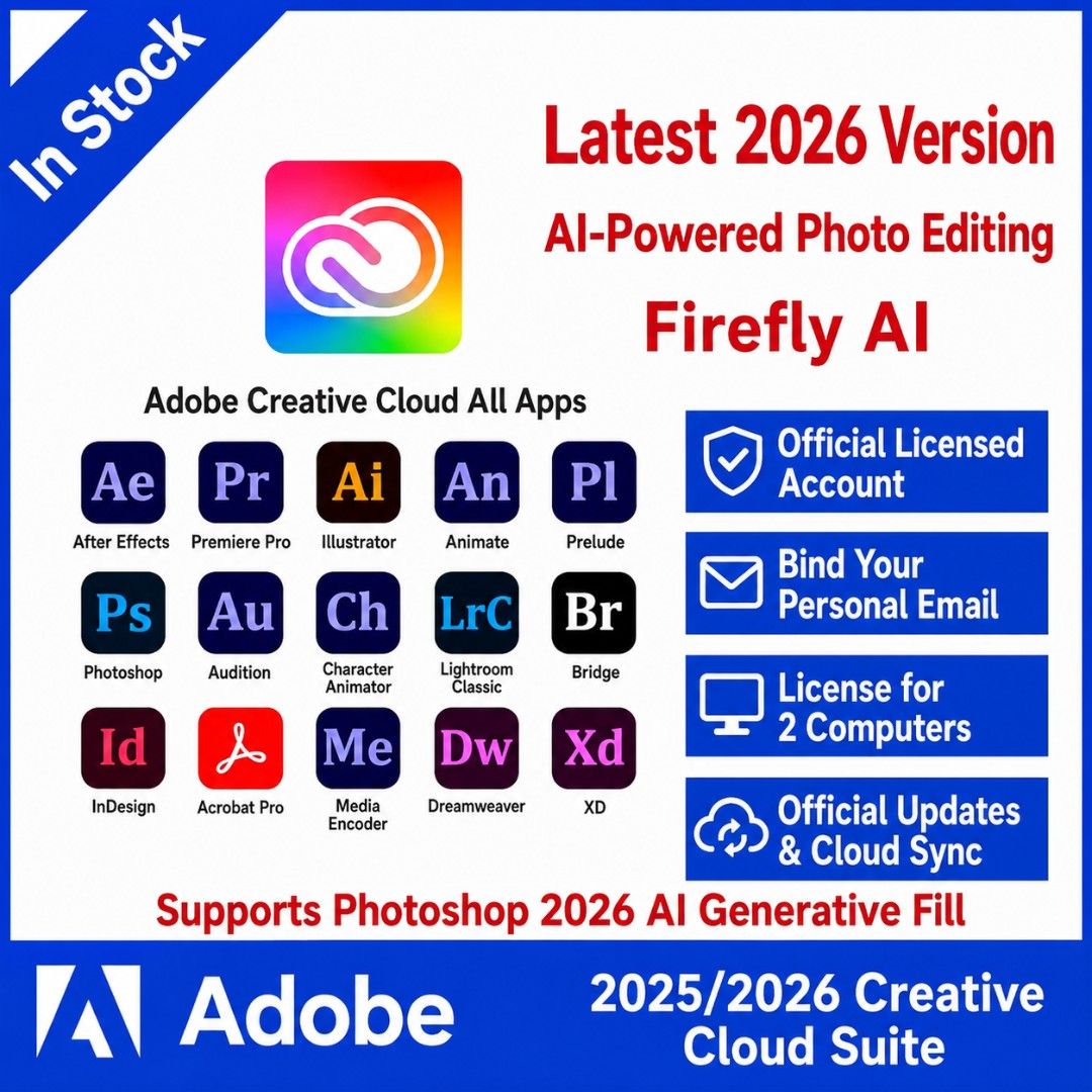 ADOBE CREATIVE CLOUD (Category: Software) located in Tapah. Submitted by jackykiew (Listing ID 1442973195, Image 1). Description: Original Version only Bind your own email. Adobe all app can use . 6Months - Rm 399 1Year - Rm499 Fast Delivery within 30minutes.