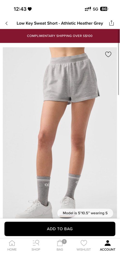 Alo Low Key Sweat Shorts (Category: Activewear) located in Singapore. Submitted by xxyyjj (Listing ID 1443097907, Image 1). Description: BNWT XS RTP $94 Price includes mailing.