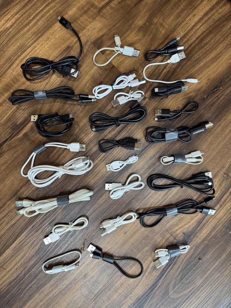Assorted cables (Category: Chargers & Cables) located in Singapore. Submitted by xyl91 (Listing ID 1442933753, Image 1). Description: 27 micro-USB cables. Most are still in working condition, but not guaranteed. All for $3. .