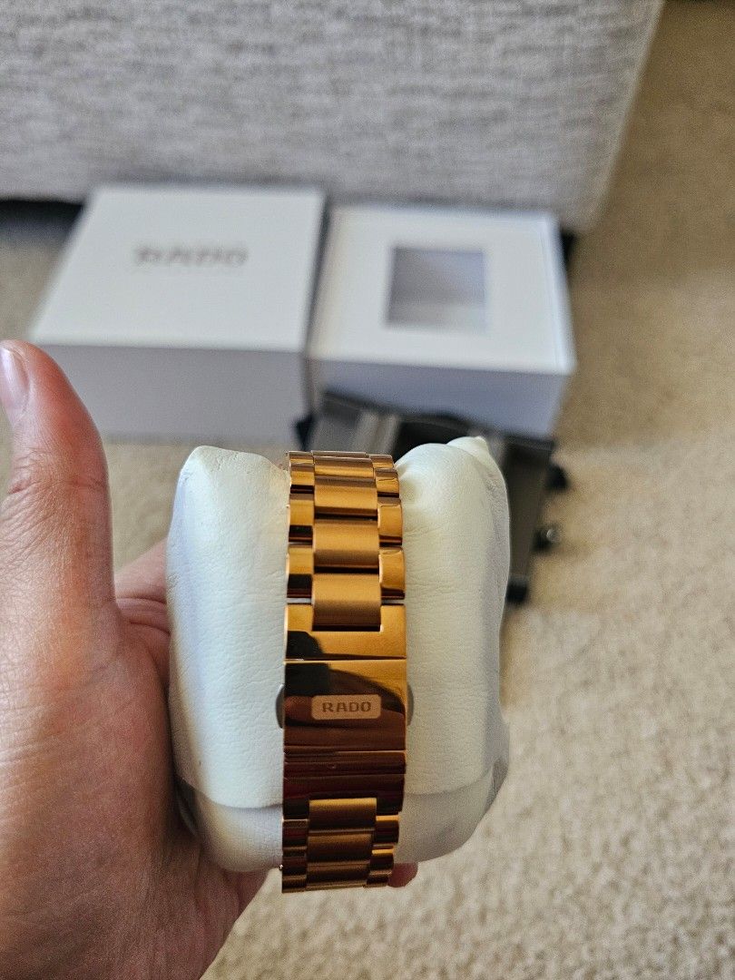 Authentic Rado Automatic Black Dial Mens Watch 38.5mm (Category: Jewelry) located in Manila. Submitted by josephlopez (Listing ID 1443119740, Image 3). Description: Can pass brandnew Once Used only Rado Automatic Black Dial Mens Watch 38.5mm Case Thickness 12.6 mm Case Material Stainless Steel & Rose Gold PVD Case Shape Oval Case Back Solid Band Material Stainless Steel & Rose Gold PVD Band Type Bracelet Band Color Rose Gold-tone Clasp Fold Over 