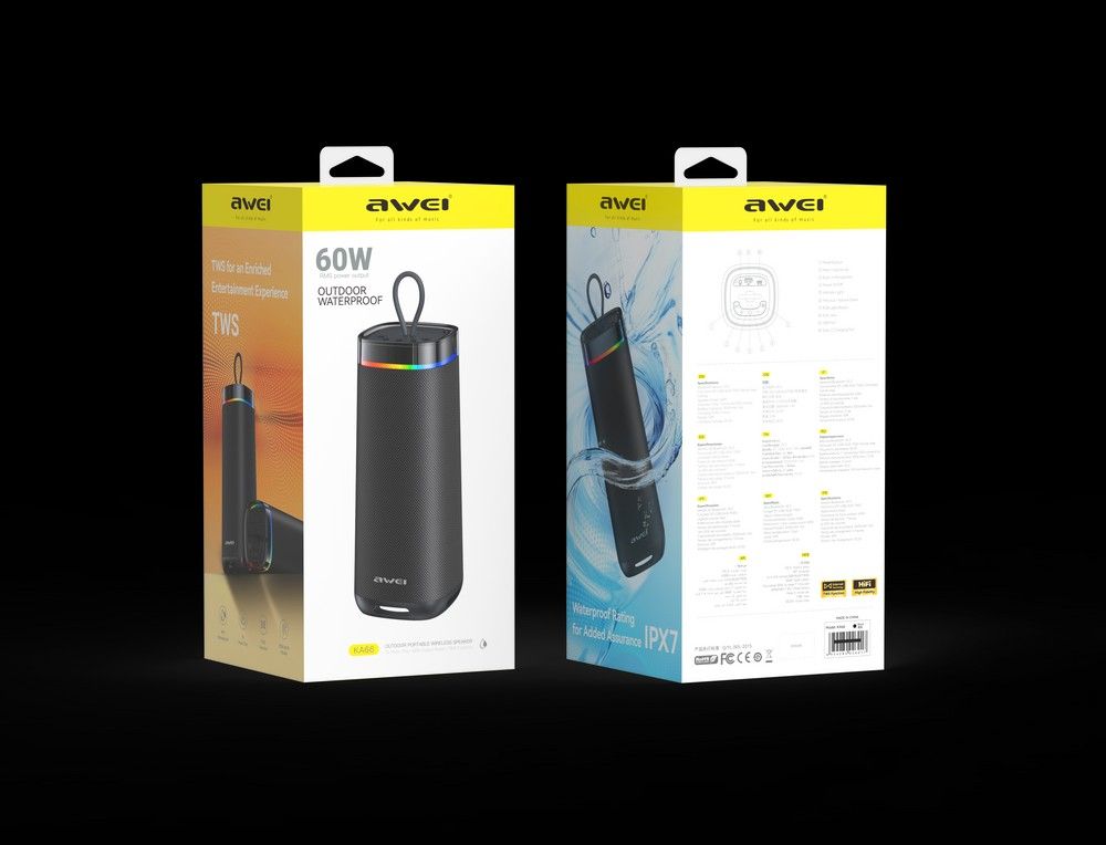 Awei 60W Outdoor Waterproof Bluetooth Speaker with RGB Light