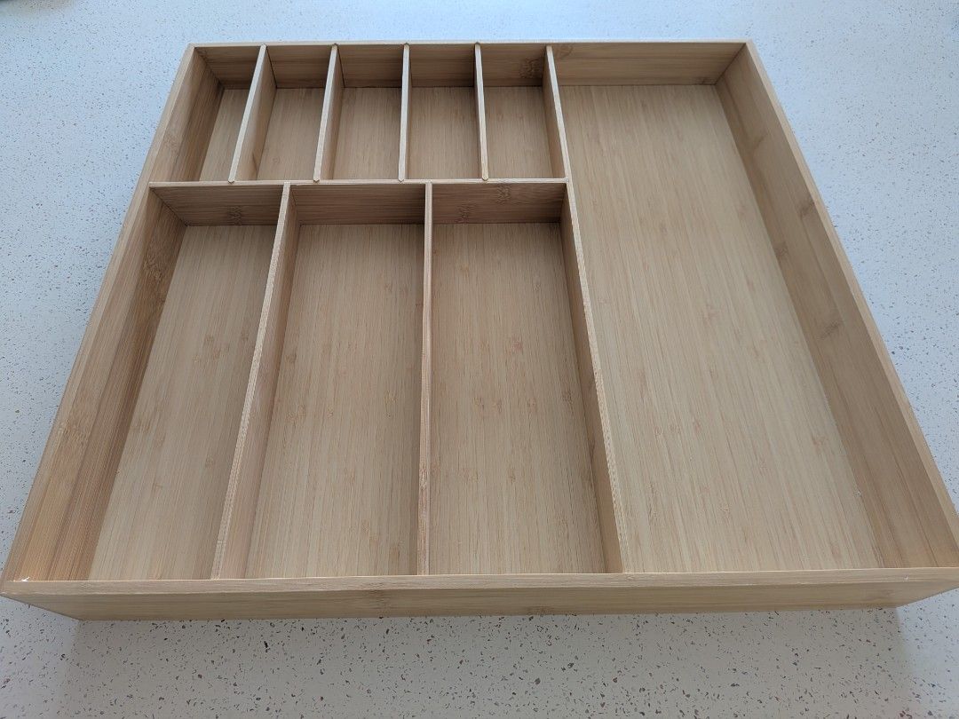 Bamboo Cutlery Drawer Organizer Tray