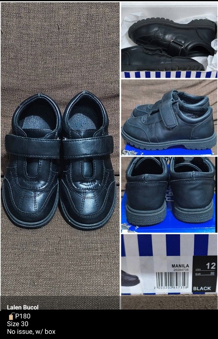 Black Velcro School Shoes Size 30 (Category: Babies & Kids Fashion) located in Cavite. Submitted by robie16lex-77627 (Listing ID 1442998857, Image 1). Description: - Black school shoes - Size 30 (good for Kinder-Grade 1) - Easy velcro strap closure - Includes original box - No defects or issues Loc: Celina Plains Ph.2 Malagasang I-B, Imus, Cavite -free delivery inside CPI and nearby subs (min. of P100 purchase) -meetup or lalamove/j&t delivery (s