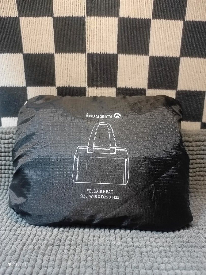 Bossini Foldable Bag (Category: Tote Bags) located in Baguio. Submitted by 26_zerozero (Listing ID 1443120249, Image 1). Description: Excellent Condition | no flaws - Brand: Bossini - Color: Black - Type: Foldable Bag - Dimensions: W48 x D25 x H25 cm - Ideal for: Travel or everyday use - Features: Lightweight, easy to pack.