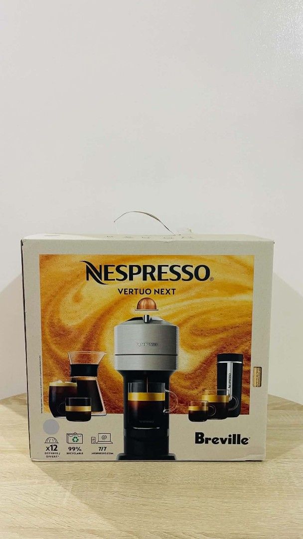 Breville Nespresso Vertuo Next Coffee Machine (Category: Coffee Machines & Makers) located in Makati City. Submitted by tgrey (Listing ID 1443074159, Image 1). Description: - Brand New from Canada -Breville Nespresso Vertuo Next Coffee Machine - Includes a starter pack of 12 Nespresso capsules - Easy to use for your daily coffee fix - Makes different coffee sizes (espresso, mug, alto).