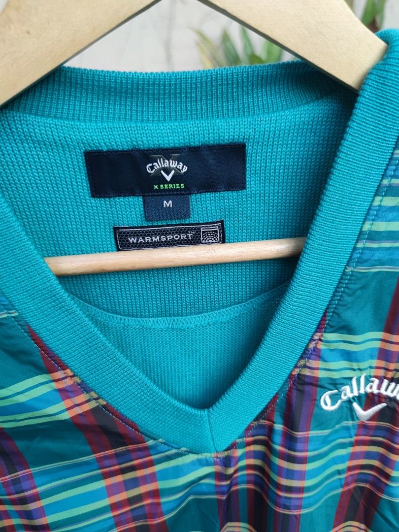 Callaway X Series Golf Vest (Category: Vests) located in Pasig City. Submitted by ftwind (Listing ID 1443032848, Image 3). Description: - Callaway X Series Golf Vest - Color: Teal Blue with Plaid Front Panel - Style: V-neck, Sleeveless - Warmsport Technology - Ideal for layering on the golf course during rainy golf days.