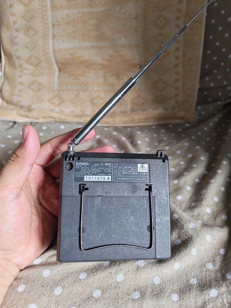 Casio TV-620 Portable Mini TV (Category: TV) located in Carmona. Submitted by tech_hub_cavite (Listing ID 1442972193, Image 3). Description: - Vintage Casio Mini TV - Model TV-620 - Features extendable antenna - Includes headphone and audio/video input jacks - Requires 4 AA batteries (not included) - Ideal for collectors and retro enthusiasts Untested!!! Buy at your own Risk.