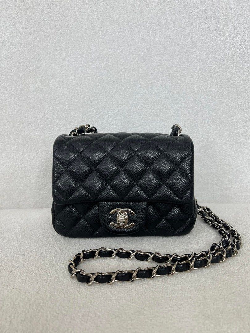 FASTBREAK! Chanel Classic Flap Mini Square Bag Black Caviar Leather (Category: Luxury Bags & Wallets) located in Rizal. Submitted by iamrissa (Listing ID 1443026049, Image 3). Description: - Authentic Chanel Mini Flap Bag - Color: Black - Material: Caviar Leather - Hardware: Silver - Features: Classic quilted design - Includes: Authenticity Card, dustbag, provided box, Entruphy certificate - Versatile: Ideal for evening events or everyday use - C