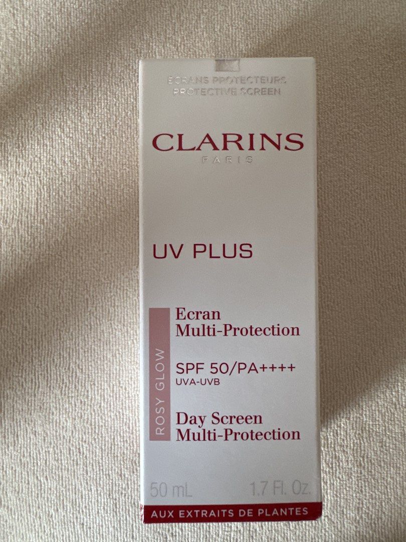 Clarins UV Plus Day Screen Multi-Protection SPF 50 PA++++ Rosy Glow (Category: Face Care) located in Singapore. Submitted by meelinda (Listing ID 1442947162, Image 1). Description: Clarins UV Plus Day Screen Rosy Glow SPF 50 PA++++ (50ml). Daily multi-protection with plant extracts..
