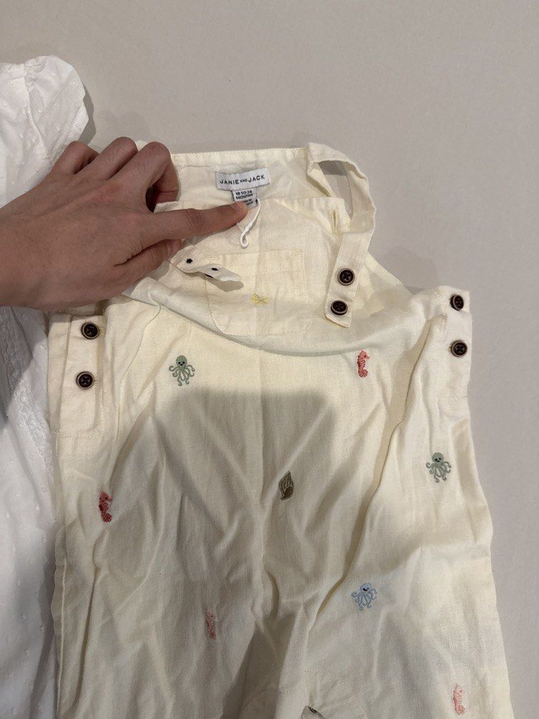 Clothes (Category: Babies & Kids Fashion) located in Manila. Submitted by apc.declutter (Listing ID 1442956064, Image 3). Description: 400 each. Set for 700. 18-24 months. White dress baby bgosh. Jumper from Janie and Jack. All bought in USA. Pristine condition. Barely used..