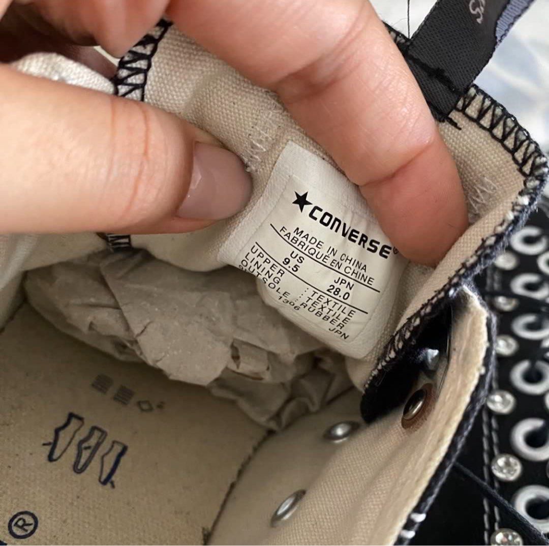 Converse Japan x Maniac Works (Category: Sneakers) located in Manila. Submitted by sewerfckinrat (Listing ID 1443042575, Image 2). Description: Size 9.5 on tag equivalent to size 10 US M Bedazzled studs Issue: has a tiny drag on one pair, missing one stud on one pair Price is negotiable Maniac works is in line with Yasuyuki ishii, LGB and If Six was Nine.