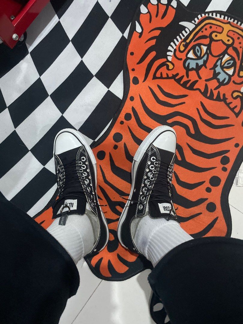Converse Japan x Maniac Works (Category: Sneakers) located in Manila. Submitted by sewerfckinrat (Listing ID 1443042575, Image 3). Description: Size 9.5 on tag equivalent to size 10 US M Bedazzled studs Issue: has a tiny drag on one pair, missing one stud on one pair Price is negotiable Maniac works is in line with Yasuyuki ishii, LGB and If Six was Nine.