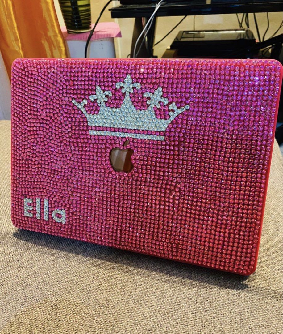 Custom Bling MacBook Case with Crown and Name (Category: Laptop Bags & Sleeves) located in Quezon City. Submitted by kikay_kit (Listing ID 1443123132, Image 1). Description: - Dazzling custom MacBook case covered in sparkling rhinestones. - Features a regal crown design. - Personalize with any name (e.g., 'Ella', 'Merie', 'Queen K'). - Provides stylish protection for your Apple MacBook. - Makes a fantastic gift for someone special..