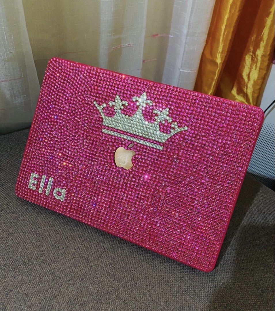 Custom Bling MacBook Case with Crown and Name (Category: Laptop Bags & Sleeves) located in Quezon City. Submitted by kikay_kit (Listing ID 1443123132, Image 3). Description: - Dazzling custom MacBook case covered in sparkling rhinestones. - Features a regal crown design. - Personalize with any name (e.g., 'Ella', 'Merie', 'Queen K'). - Provides stylish protection for your Apple MacBook. - Makes a fantastic gift for someone special..